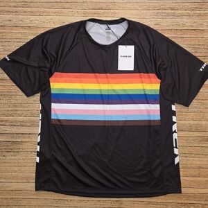 Trek Men's Black Rainbow Stripe Shirt XXL New With Tags‎